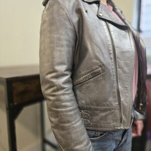 Golden Goose Women's Silver Leather Jacket